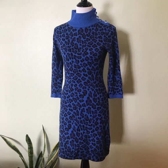 leopard print turtleneck dress